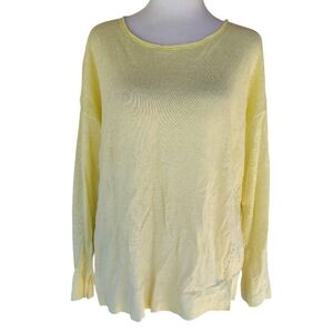 Haven Well Within Daffodil Yellow Loose Knit Linen Long Sleeve Size Medium